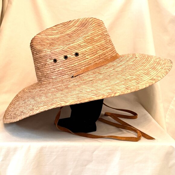Straw Hat "The Best Hat" by Your Stylist Says Leather Straps Sun RTL $130 - Picture 2 of 9
